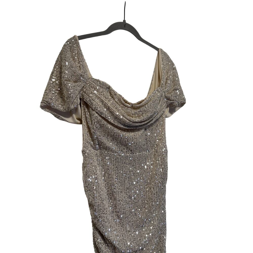 PrettyLittleThing Sequin Bardot Dress Size 12 - Picture 3 of 10